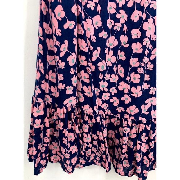 Angels By The Sea Womens Dress Size Medium M Sleeveless Button Navy Pink Floral - Picture 4 of 6